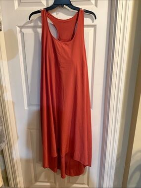 HALARA Coral-Red High-Low Sleeveless Swing Dress